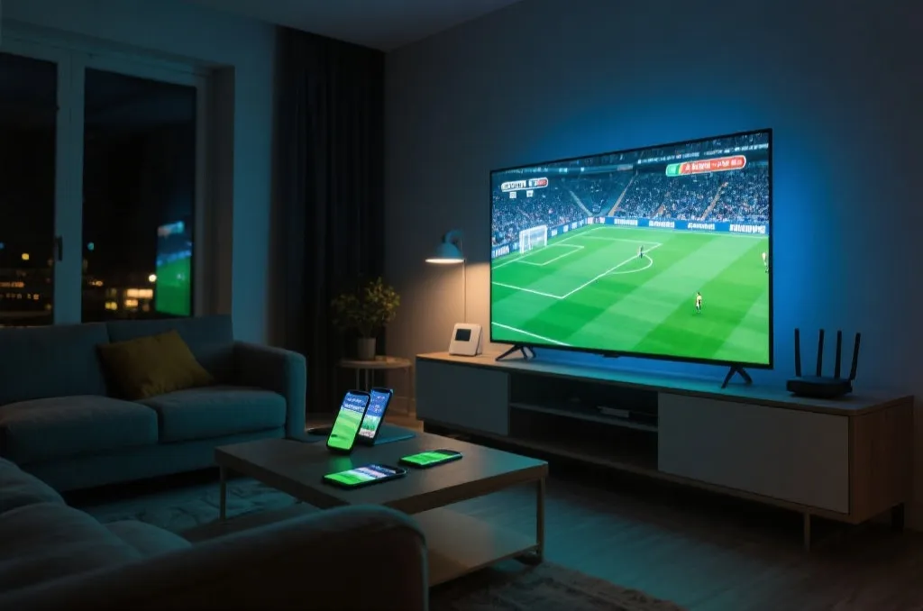 客厅大屏与手机同步显示体育赛事直播